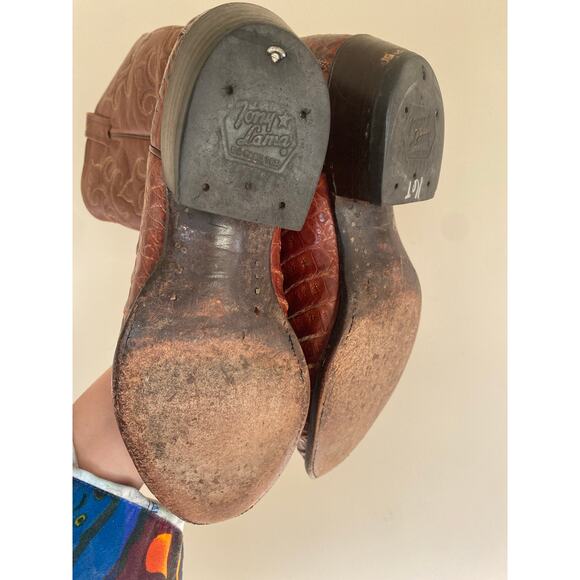 Tony Lama brown vintage caiman alligator boots size 8.5 D - Picture 4 of 8